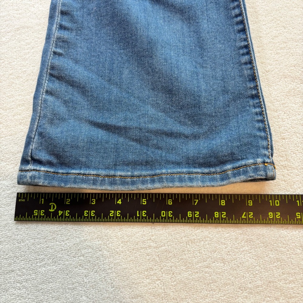 Allen B. Patchwork Flare Jeans Women 6 Blue Sequin Distressed Boho Denim - Picture 5 of 10